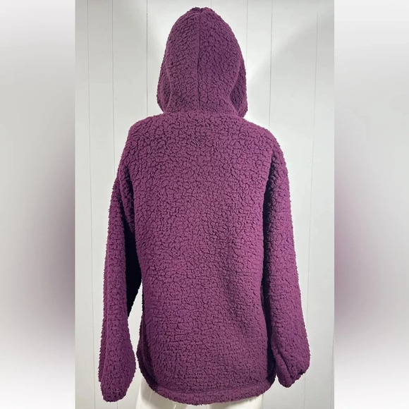 NWT Express One Eleven Sherpa Plum 1/4 Zip Over Sized Hoodie Women Pull Over S/M - Picture 5 of 10